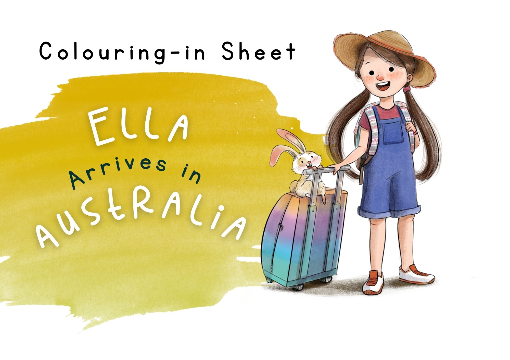 Ella Arrives in Australia Colouring In Sheet Download