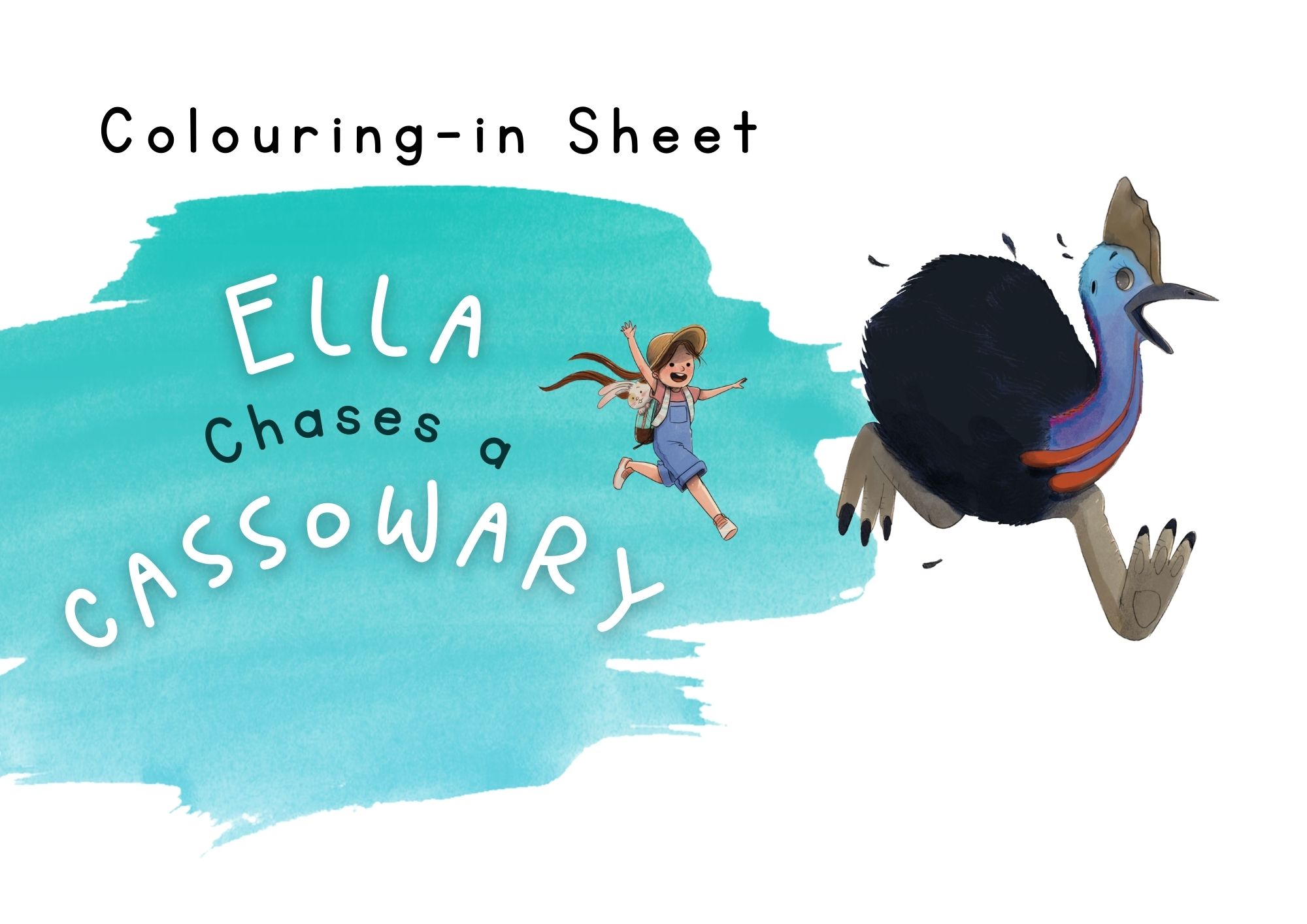 Ella Chases a Cassowary Colouring In Sheet Download